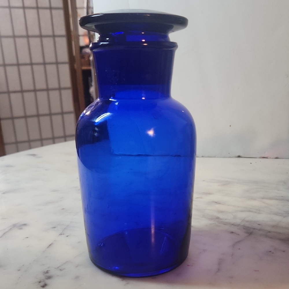 Vintage | Cobalt Blue Apothecary Bottle Ground Glass Stopper 1900's